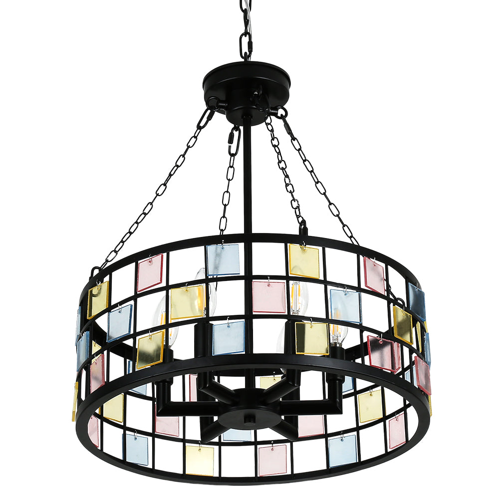 6 - Lights Modern Europe Chandelier, 17.7" Farmhouse Chandeliers for Dining Room with Adjustable Chain