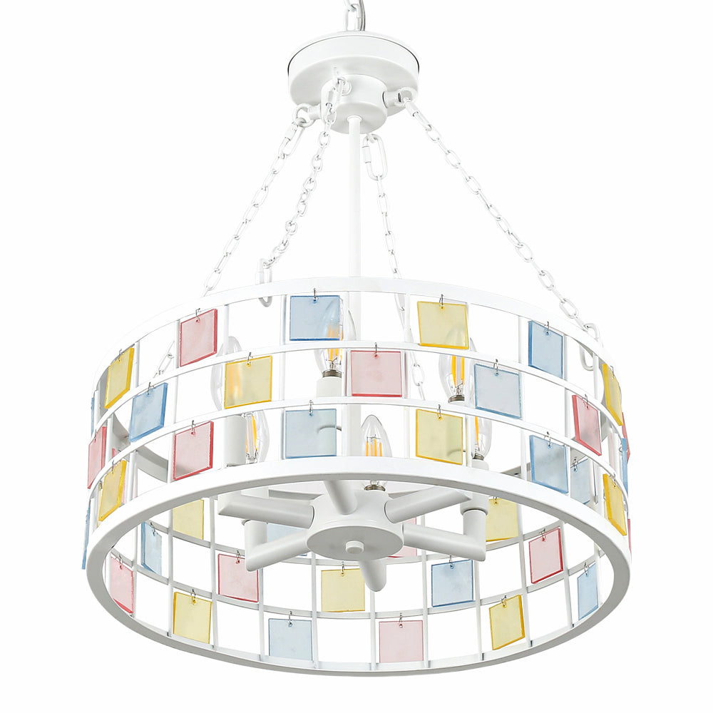 6 - Lights Modern Europe Chandelier, 17.7" Farmhouse Chandeliers for Dining Room with Adjustable Chain