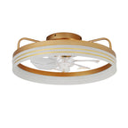 DC2003-BellaDepot 20" Black/Gold/White Modern Style Low Profile Dimmable Ceiling Fan with Remote and LED Light Kit Included