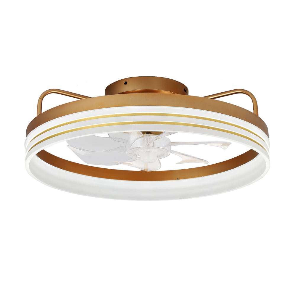 DC2003-BellaDepot 20" Black/Gold/White Modern Style Low Profile Dimmable Ceiling Fan with Remote and LED Light Kit Included