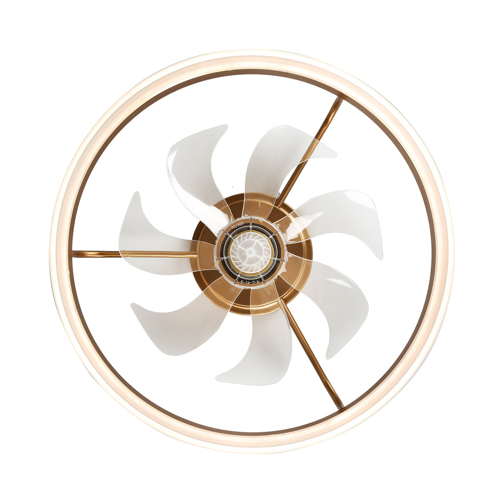 DC2003-BellaDepot 20" Black/Gold/White Modern Style Low Profile Dimmable Ceiling Fan with Remote and LED Light Kit Included