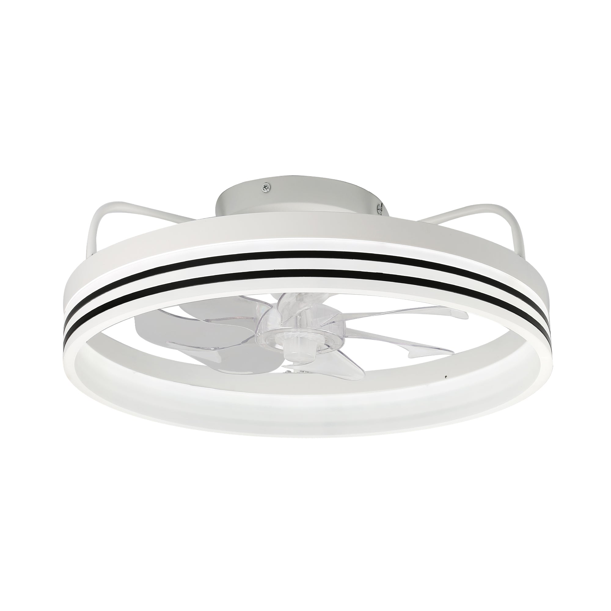 DC2003-BellaDepot 20" Black/Gold/White Modern Style Low Profile Dimmable Ceiling Fan with Remote and LED Light Kit Included