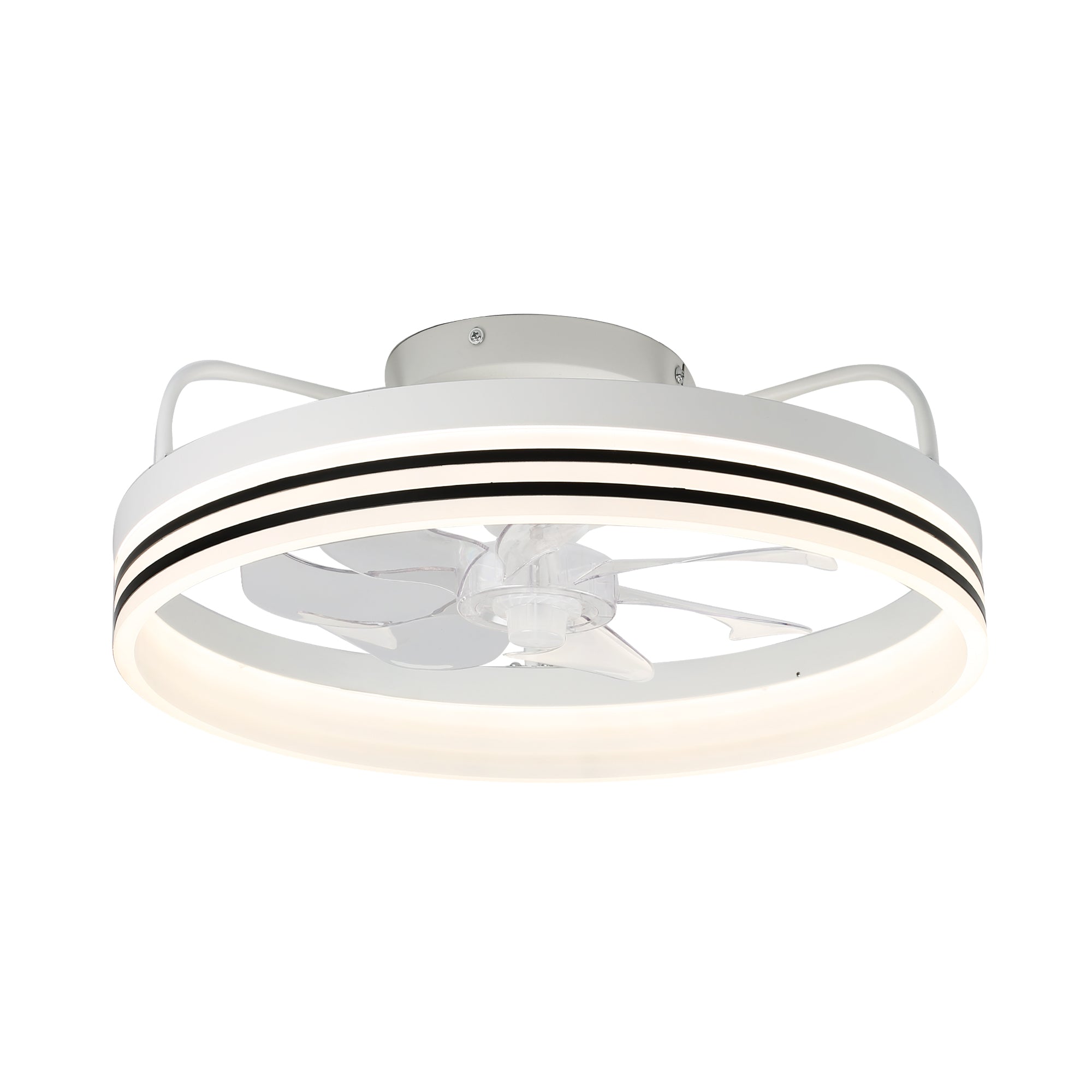 DC2003-BellaDepot 20" Black/Gold/White Modern Style Low Profile Dimmable Ceiling Fan with Remote and LED Light Kit Included