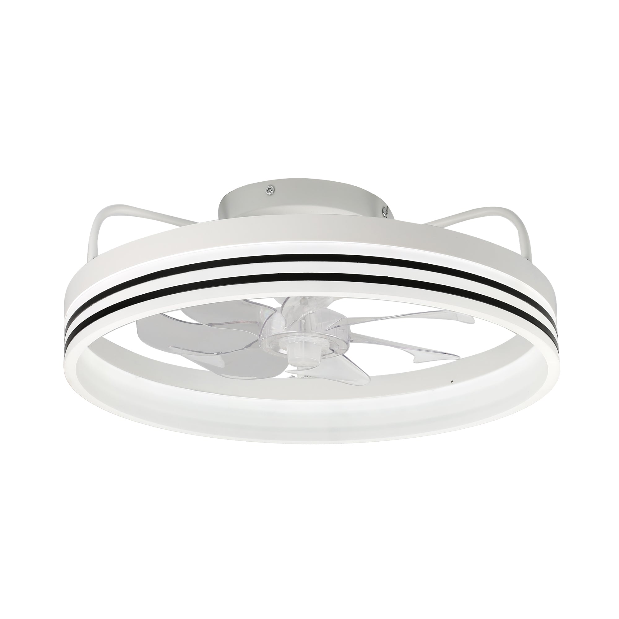 DC2003-BellaDepot 20" Black/Gold/White Modern Style Low Profile Dimmable Ceiling Fan with Remote and LED Light Kit Included