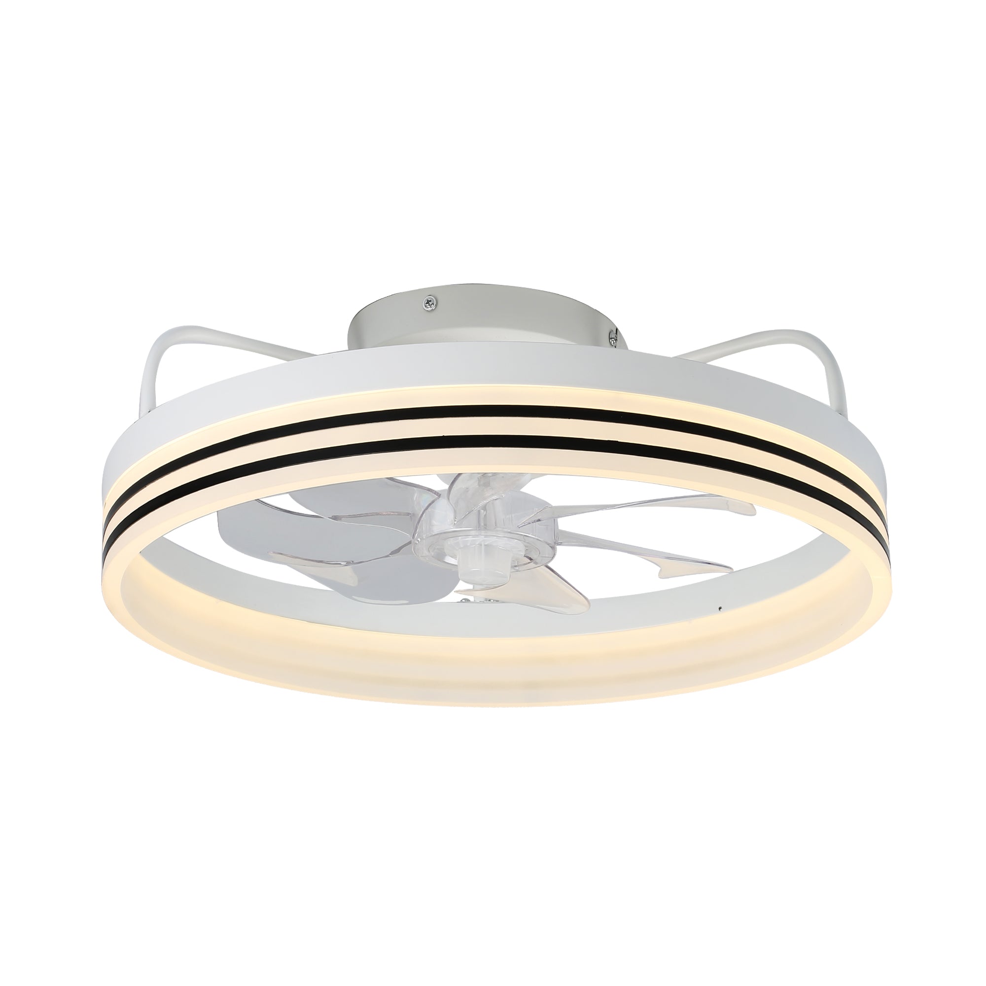 DC2003-BellaDepot 20" Black/Gold/White Modern Style Low Profile Dimmable Ceiling Fan with Remote and LED Light Kit Included