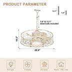 21 Inch Outdoor Waterproof Ceiling Fan with Dimmable LED Light and Remote Control, 6-Speed DC Motor Vintage Distressed White Plug In Ceiling Fan