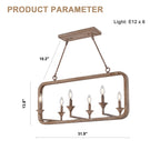 6 - Lights Rustic Distressed Wood Chandelier, Vintage Farmhouse Chandeliers for Dining Room Kitchen Island Lighting