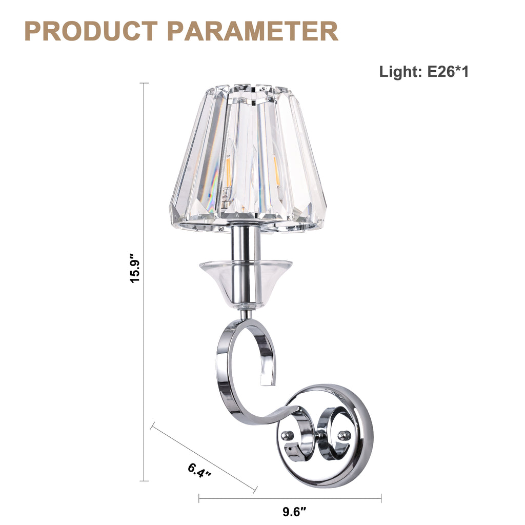FC4105-1 Light Chrome Finish Luxury Crystal Wall Sconce