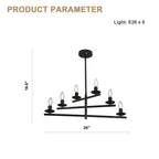 6 Lights Black/Chrome Finish Linear Industrial Chandelier, DIY Shape Linear Chandelier Dining Room Pendant Light