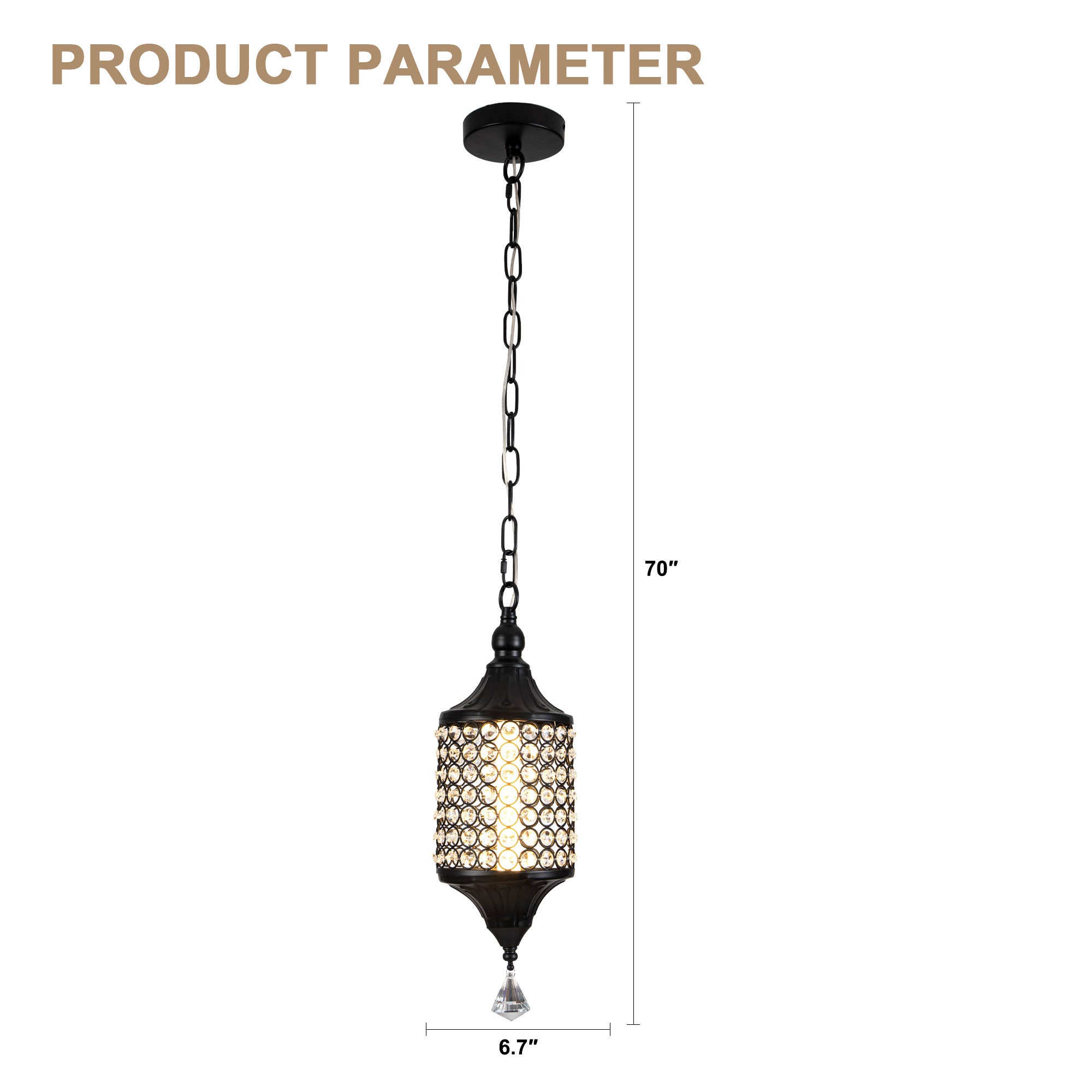 FC4075-BellaDepot LED Glamorous Luxury Crystal Geometric Chandelier, Height Adjustable Pendant Light