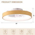 20 Inch Modern Smart Flush Mount Ceiling Fan with Dimmable LED Light, 6-Speed DC Motor Bladeless Ceiling Fan with Remote