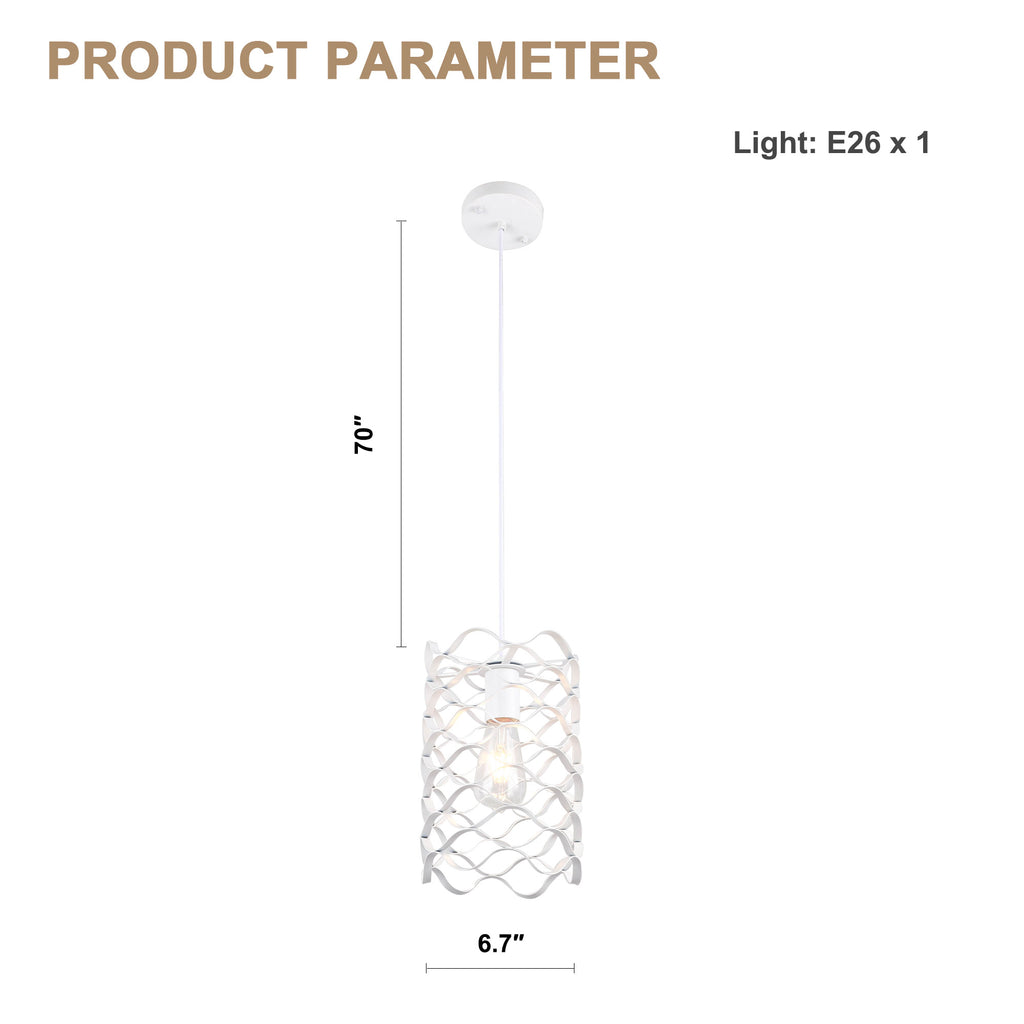 1 - Light White Cylinder Pendant Light, 6.7" Dining Room Light Fixtures Kitchen Island Light