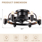 DC252007-BellaDepot 20" Compact Ceiling Fan, Rudder Shape Flush Mount Fan with Lights