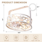 DC2036-BellaDepot 23" Metal Caged Ceiling Fan with Remote Control, Wall Mounted or Ceiling Mounted Fan with Bulb Base