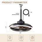 HW2001-BellaDepot 20" Compact Outdoor Caged Ceiling Fan with Remote Control, Waterproof Fan with LED Lights