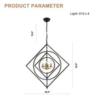 4 - Lights 30.6" Industrial DIY Shape Metal Chandelier with Adjustable Chain, Home Decoration Pendant Light