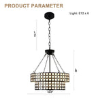 BD4083-BellaDepot 6 Lights Black/White Finish Vintage Chandelier, Home Decor Light Fixture with Adjustable Chain