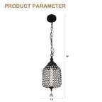 1 - Light Black/Chrome Cylinder Crystal LED Pendant Light, 7.3" Dining Room Light Fixtures Kitchen Island Light