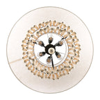 3 - Lights Bohemian Drum Chandelier with Wood Beaded Shade, Fabric Chandelier for Dining Room Living Room