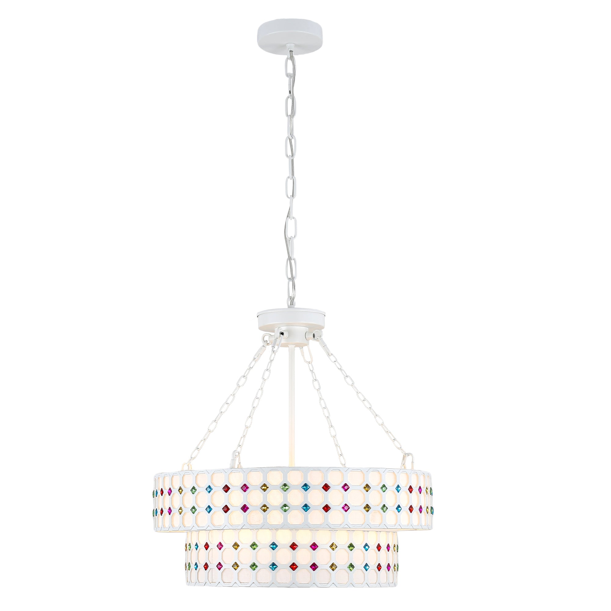 BD4083-BellaDepot 6 Lights Black/White Finish Vintage Chandelier, Home Decor Light Fixture with Adjustable Chain