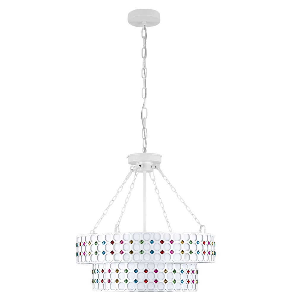 BD4083-BellaDepot 6 Lights Black/White Finish Vintage Chandelier, Home Decor Light Fixture with Adjustable Chain