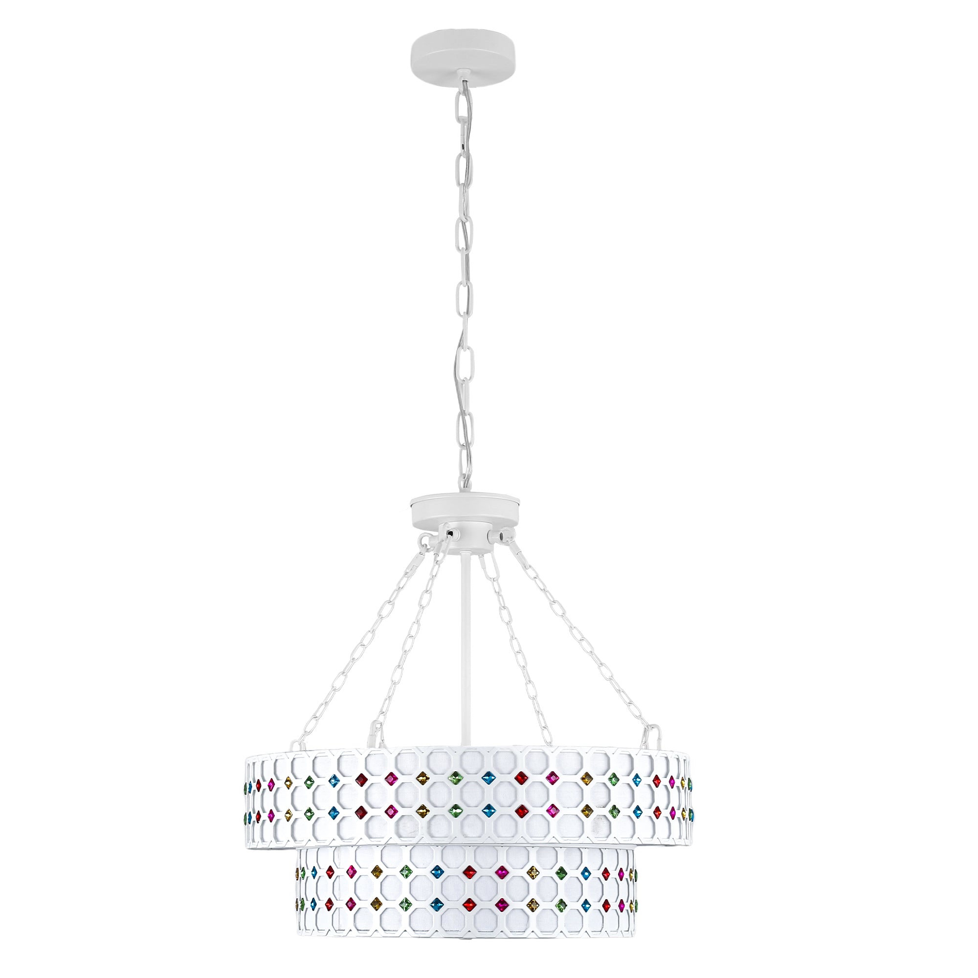 BD4083-BellaDepot 6 Lights Black/White Finish Vintage Chandelier, Home Decor Light Fixture with Adjustable Chain