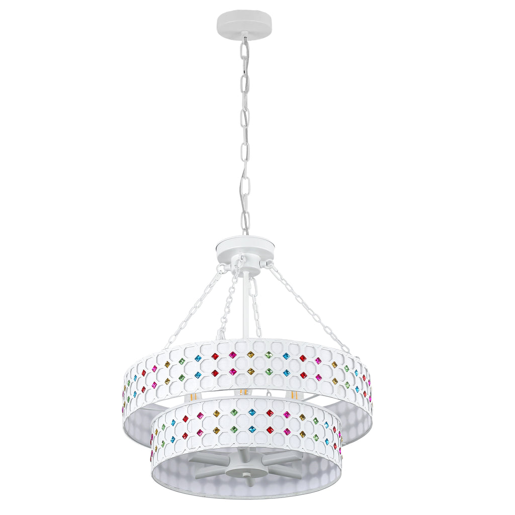 BD4083-BellaDepot 6 Lights Black/White Finish Vintage Chandelier, Home Decor Light Fixture with Adjustable Chain