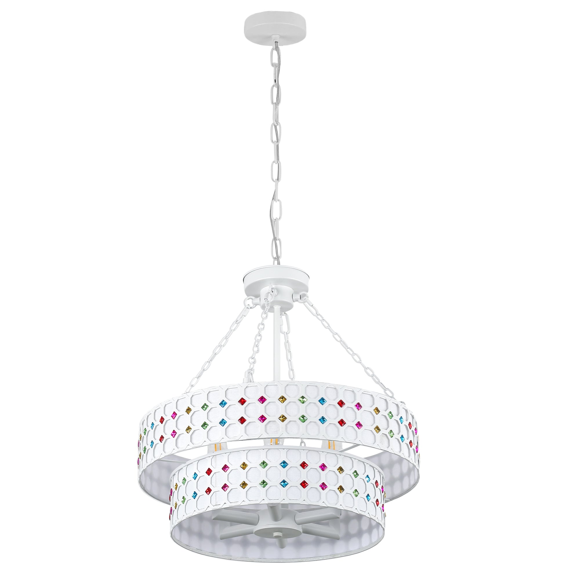 BD4083-BellaDepot 6 Lights Black/White Finish Vintage Chandelier, Home Decor Light Fixture with Adjustable Chain