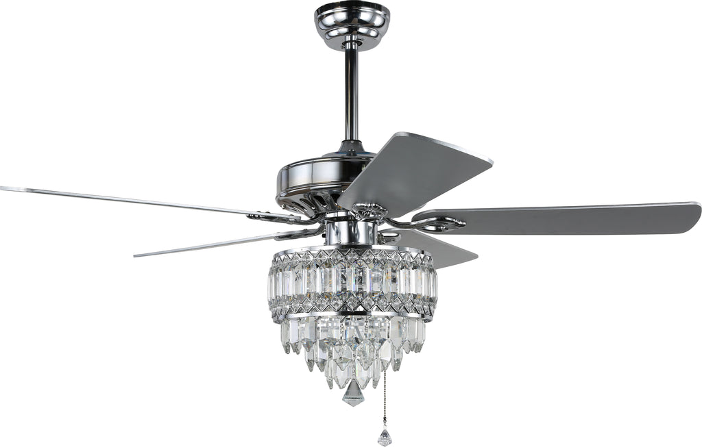 52 Inch Modern Luxury Crystal Ceiling Fan with Light and Remote Control, 6 Speeds DC Motor Chandelier Ceiling Fan for Living Room