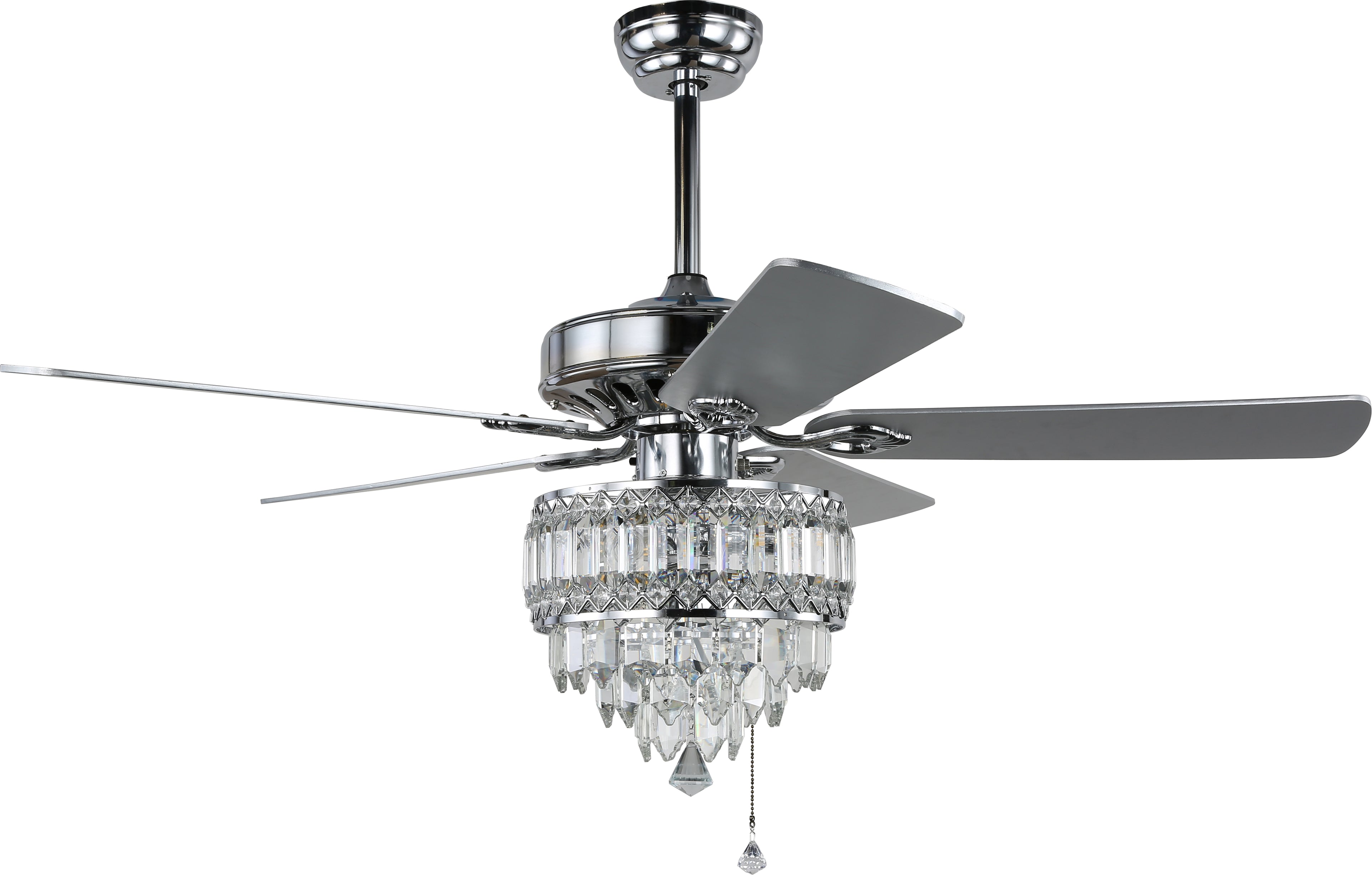 52 Inch Modern Luxury Crystal Ceiling Fan with Light and Remote Control, 6 Speeds DC Motor Chandelier Ceiling Fan for Living Room
