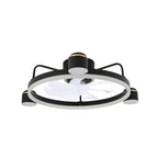 28 Inch Modern Black/Gold Smart Flush Mount Ceiling Fan with Dimmable LED Light and Remote, 6 Speeds DC Motor Low Profile Ceiling Fan