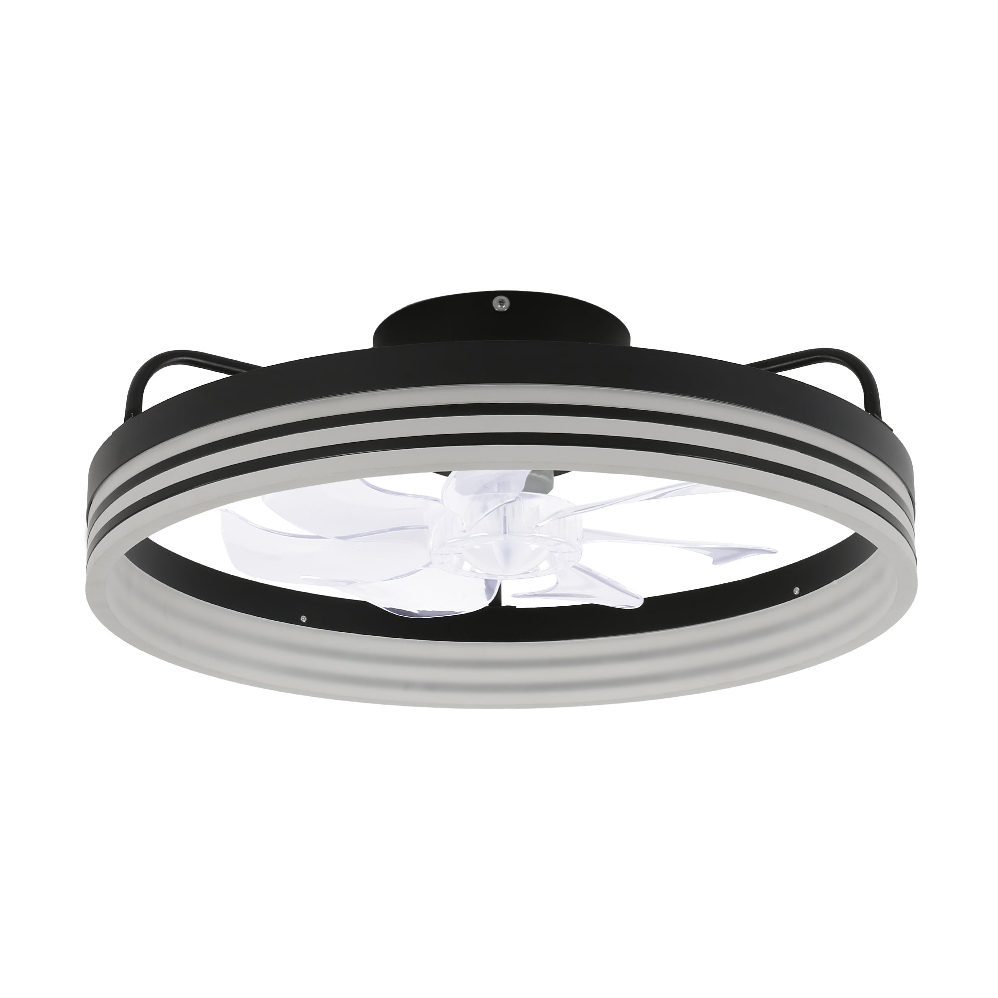 DC2003-BellaDepot 20" Black/Gold/White Modern Style Low Profile Dimmable Ceiling Fan with Remote and LED Light Kit Included