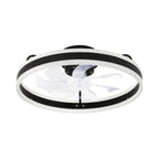 20 Inch Modern Smart Flush Mount Ceiling Fan with Dimmable LED Light and Remote, 6 Speeds DC Motor Reversible Bladeless Celing Fan for Bedroom
