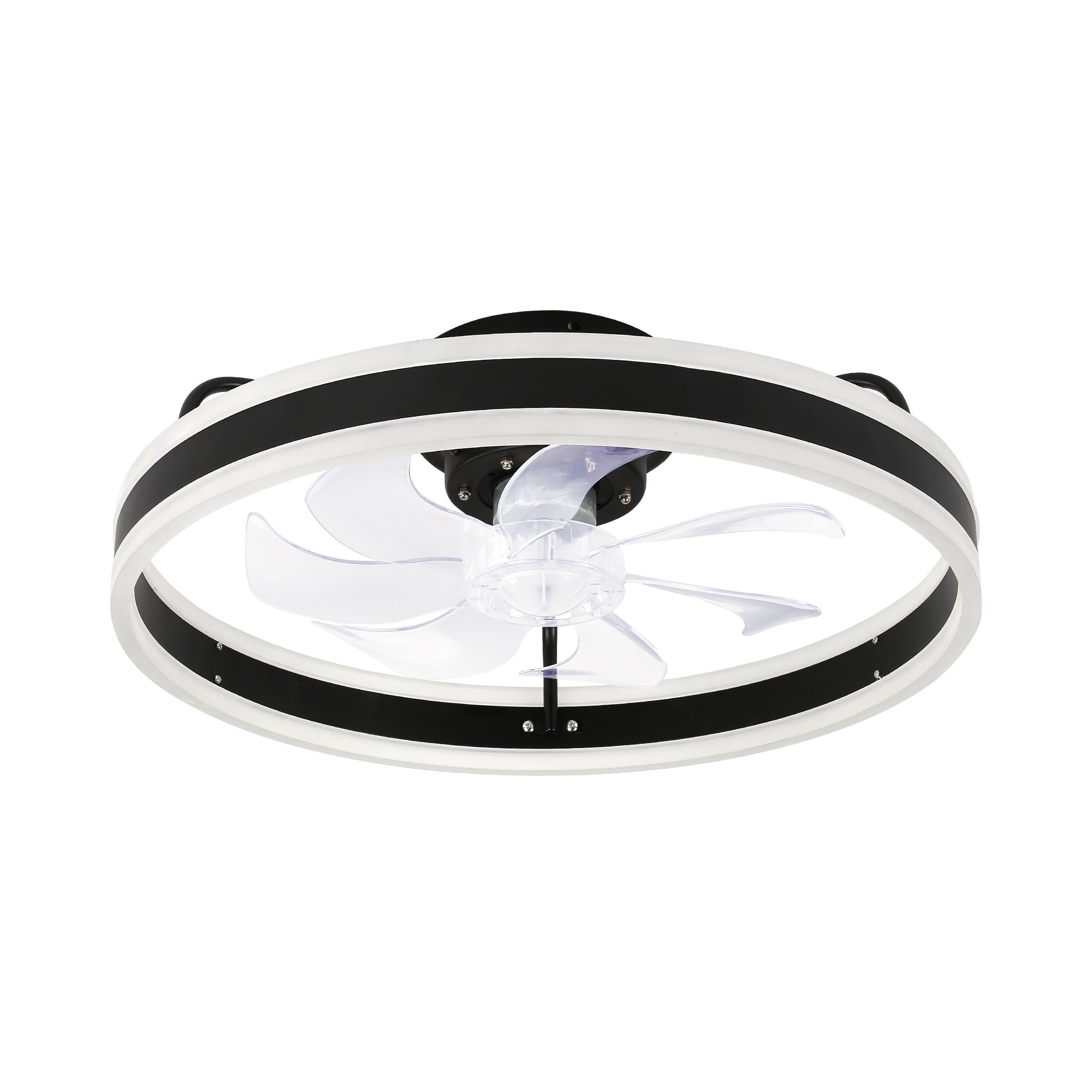 20 Inch Modern Smart Flush Mount Ceiling Fan with Dimmable LED Light and Remote, 6 Speeds DC Motor Reversible Bladeless Celing Fan for Bedroom