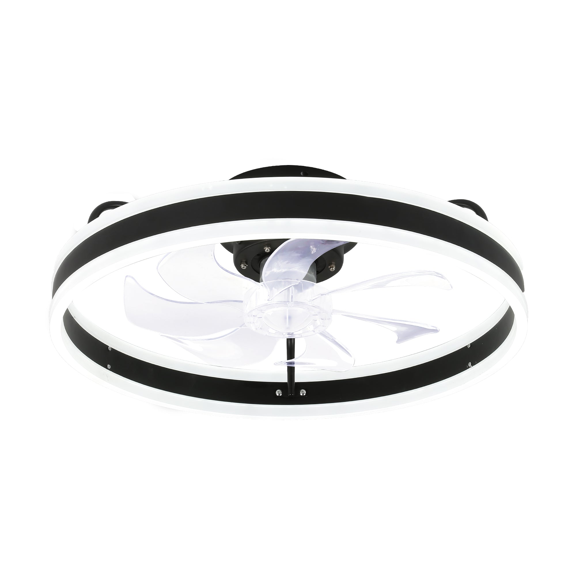 20 Inch Modern Smart Flush Mount Ceiling Fan with Dimmable LED Light and Remote, 6 Speeds DC Motor Reversible Bladeless Celing Fan for Bedroom