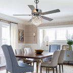 DC2017-BellaDepot 52" Luxury Crystal Chandelier Ceiling Fan with Remote and 3 Lights, Large Size Ceiling Fan