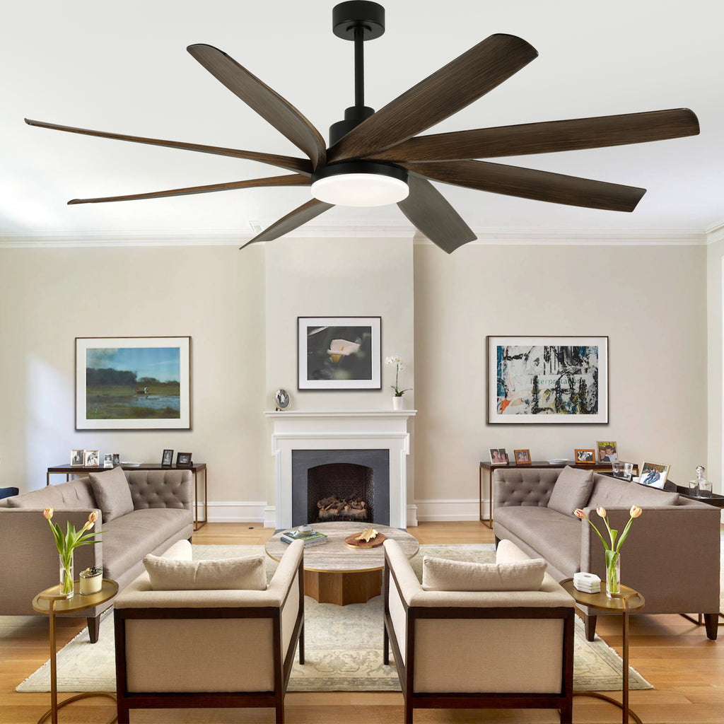 72 Inch Modern Ceiling Fan with LED Light and Remote Control, 6 Speed Reversible DC Motor Large Room Ceiling Fan for Living Room