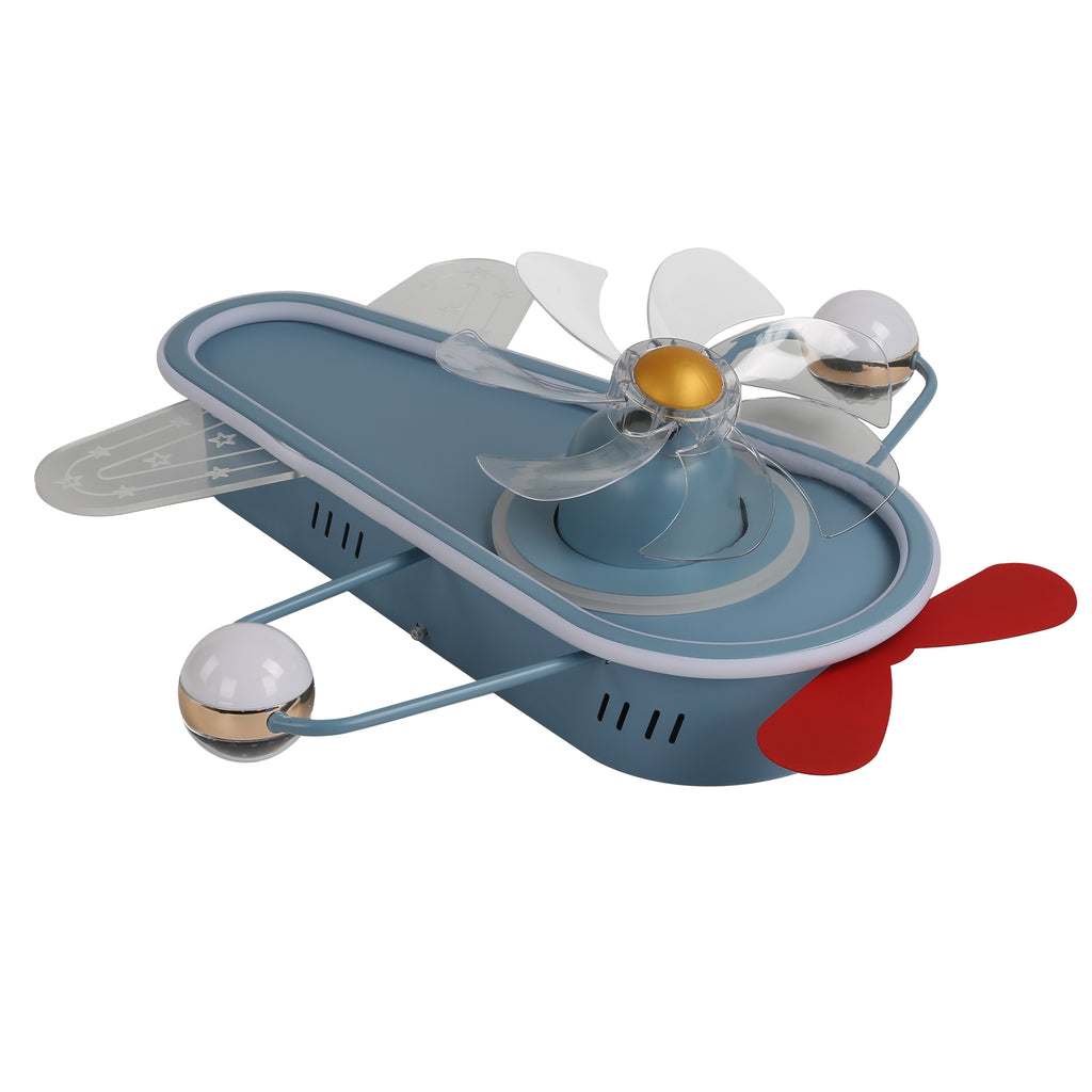26 Inch Modern Bladeless Flush Mount Ceiling Fan with Lights and Remote, 6 Speeds Low Profile Cartoon Smart Ceiling Fan for Kidroom
