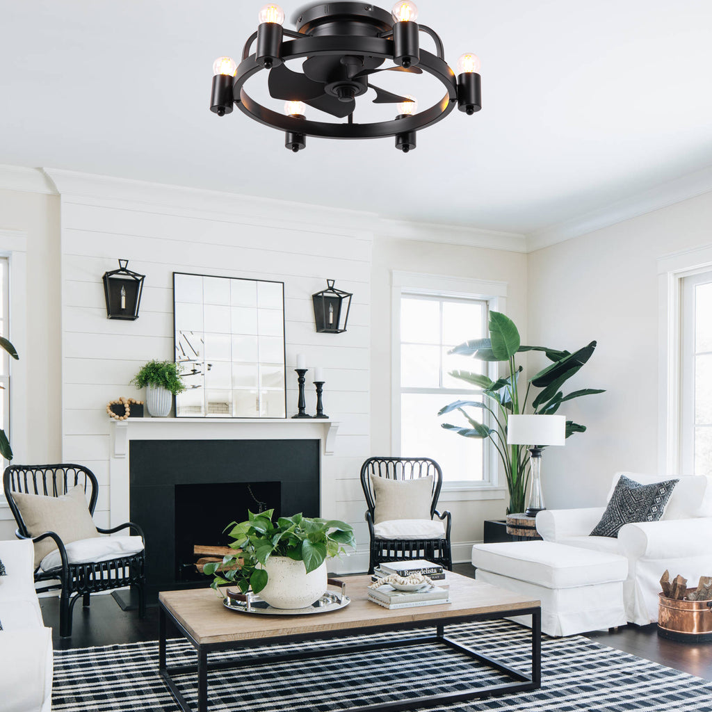 DC252007-BellaDepot 20" Compact Ceiling Fan, Rudder Shape Flush Mount Fan with Lights