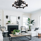 DC252007-BellaDepot 20" Compact Ceiling Fan, Rudder Shape Flush Mount Fan with Lights