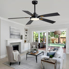 52 Inch Modern LED Ceiling Fan with Light and Remote,6 Speeds DC Motor Reversible Ceiling Fan for Living Room