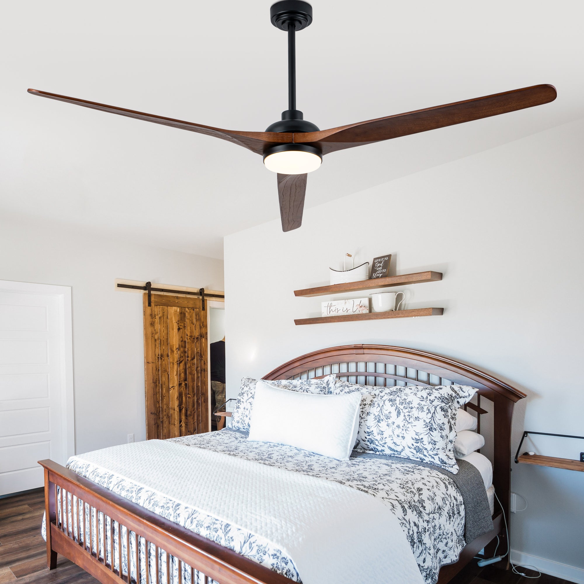 72 Inch Modern Farmhouse Extra Large Ceiling Fan with Dimmable LED Light and Remote, 6 Speeds DC Motor Reversible Ceiling Fan for Large Room