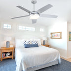 52 Inch Modern Black/Chrome Ceiling Fan with Dimmable LED Lights and Remote Control, 6 Speeds DC Motor Reversible Ceiling Fan for Large Room