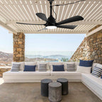 42 Inch Black 5-Blade Modern Smart Outdoor Ceiling Fan with Dimmable LED Lights, 6 Speeds Plug In Waterproof Ceiling Fans for Patios