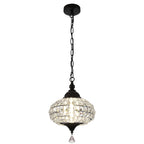 1 - Light Black/Chrome Globe Crystal Pendant Light with LED, 11.2" Dining Room Light Fixtures Kitchen Island Light