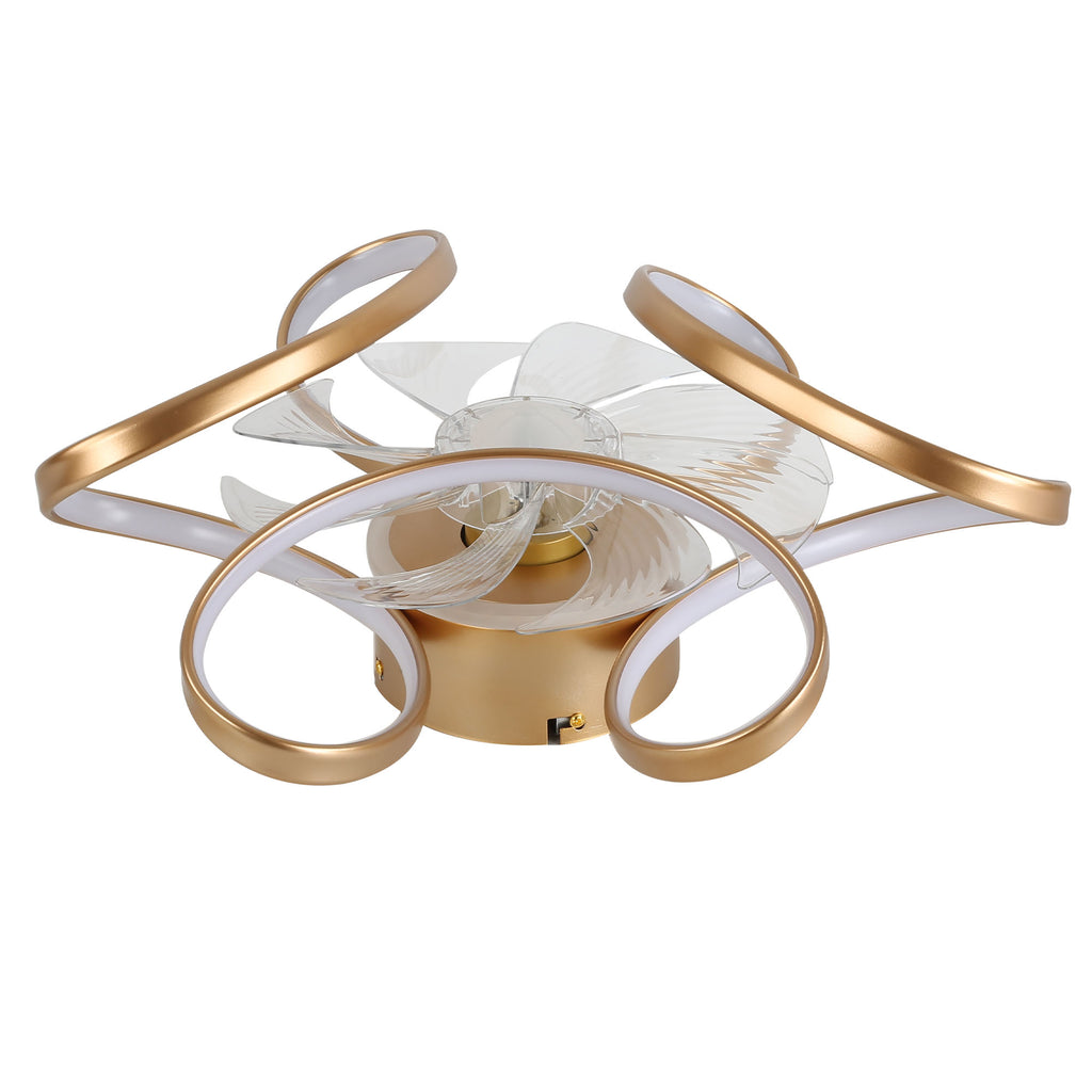 22 Inch Modern Smart Flush Mount Ceiling Fan with LED Lights and Remote, 6 Speeds DC Motor Bladeless Ceiling Fan for Low Profile