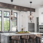1 - Light Rustic Distressed Wood/White Chandelier, 12.6" Wooden Farmhouse Chandelier Kitchen Island Light Pendant Light