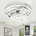 24 Inch Modern Smart Flush Mount LED Ceiling Fan with Light and Remote, 6 Speeds DC Motor Bladeless Low Profile Ceiling Fan