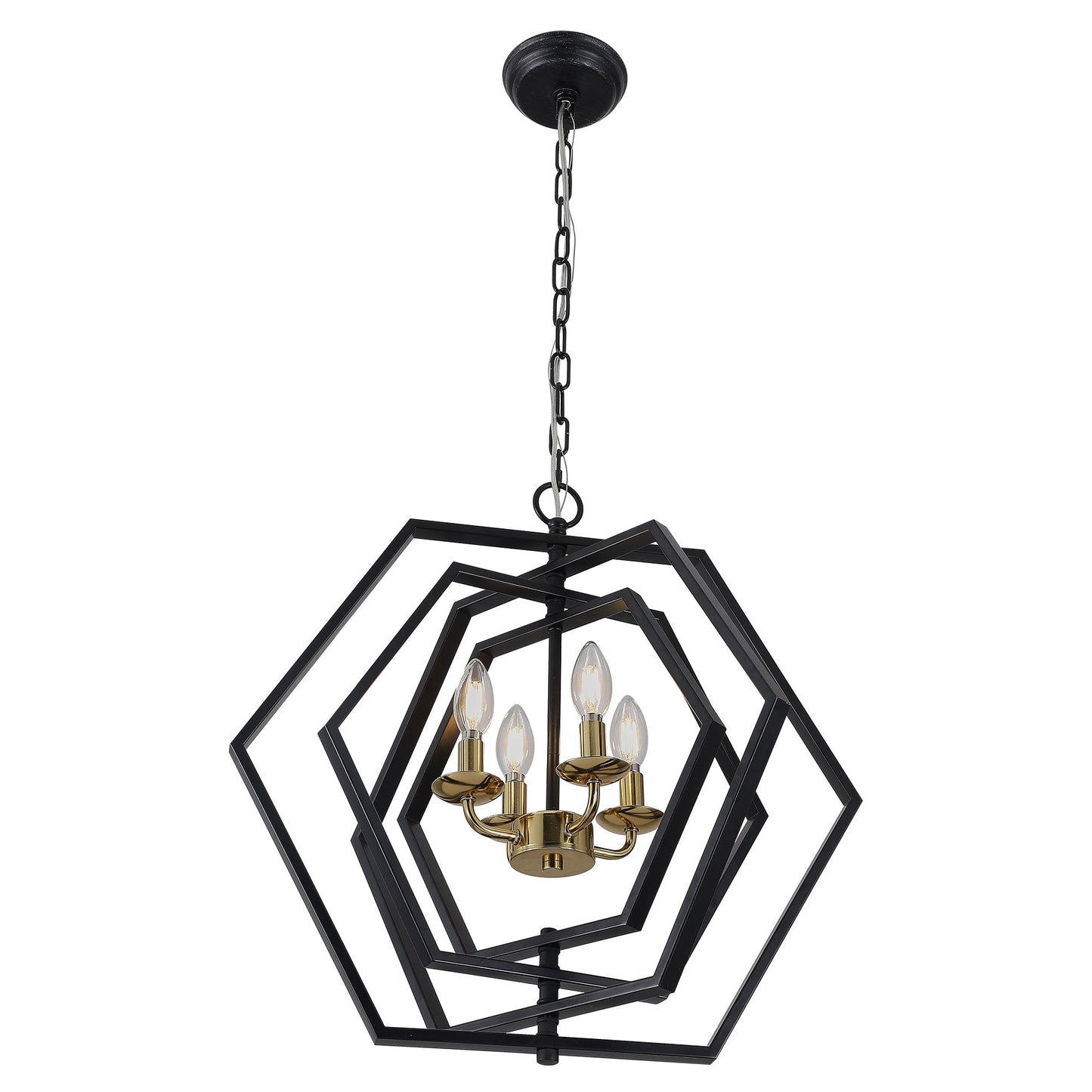 FC4069-21.3" Simple Style Metal Gold Black Color Chandelier with Adjustable Chain, Home Decor