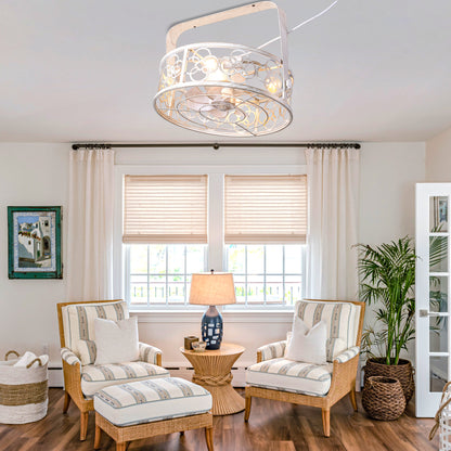 DC2036-BellaDepot 23" Metal Caged Ceiling Fan with Remote Control, Wall Mounted or Ceiling Mounted Fan with Bulb Base